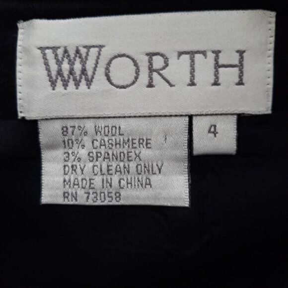 Vintage Worth Wool Cashmere Classic Knee Length Straight Pencil Skirt Black Sz 4 - Picture 3 of 11